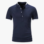 Men's Short Sleeve Cotton Solid Colour Polo Shirt - Stylish Casual Wear Navy