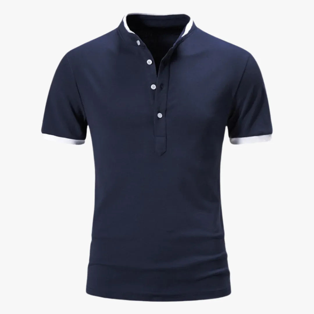 Men's Short Sleeve Cotton Solid Colour Polo Shirt - Stylish Casual Wear Navy