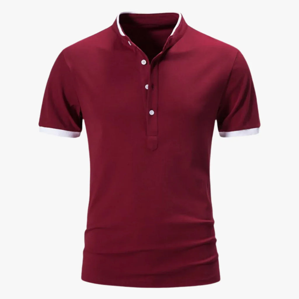 Men's Short Sleeve Cotton Solid Colour Polo Shirt - Stylish Casual Wear Bordeaux