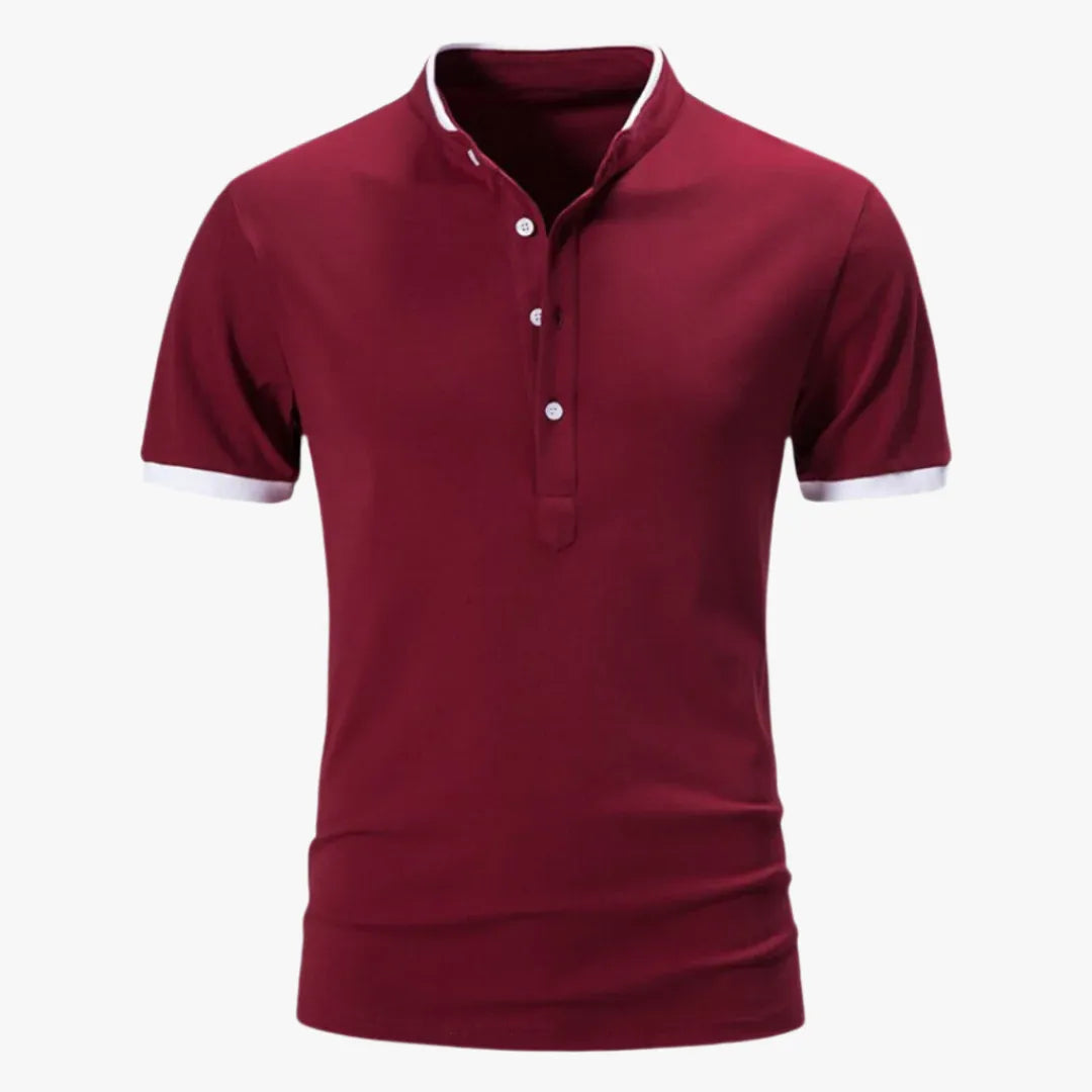 Men's Short Sleeve Cotton Solid Colour Polo Shirt - Stylish Casual Wear Bordeaux