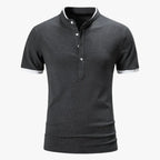 Men's Short Sleeve Cotton Solid Colour Polo Shirt - Stylish Casual Wear Grey