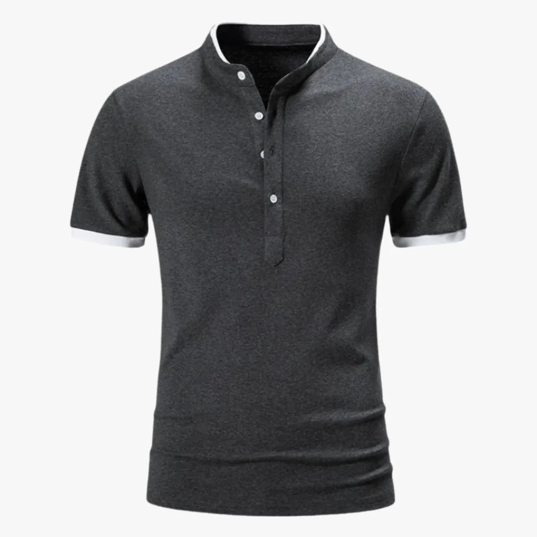 Men's Short Sleeve Cotton Solid Colour Polo Shirt - Stylish Casual Wear Grey