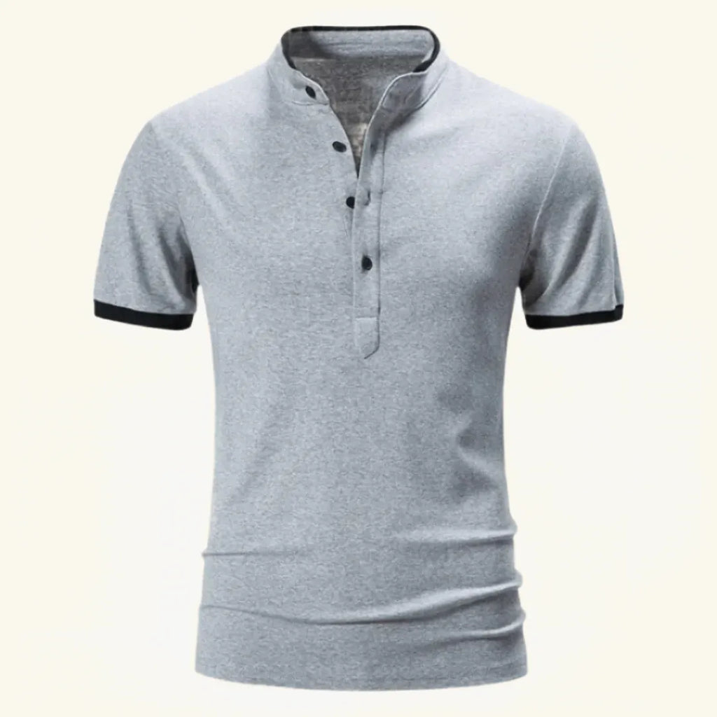 Men's Short Sleeve Cotton Solid Colour Polo Shirt - Stylish Casual Wear Light grey