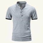 Men's Short Sleeve Cotton Solid Colour Polo Shirt - Stylish Casual Wear Light grey
