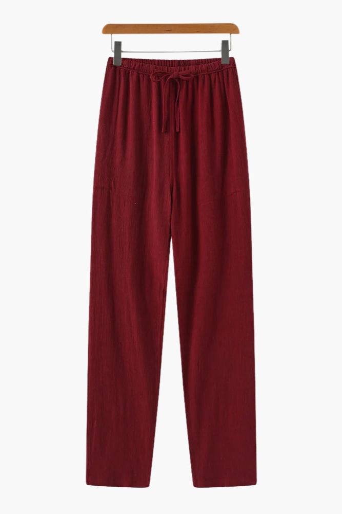 Men’s Slim Fit Linen Trousers – Lightweight Summer Drawstring Pants for Holiday & Everyday Wear