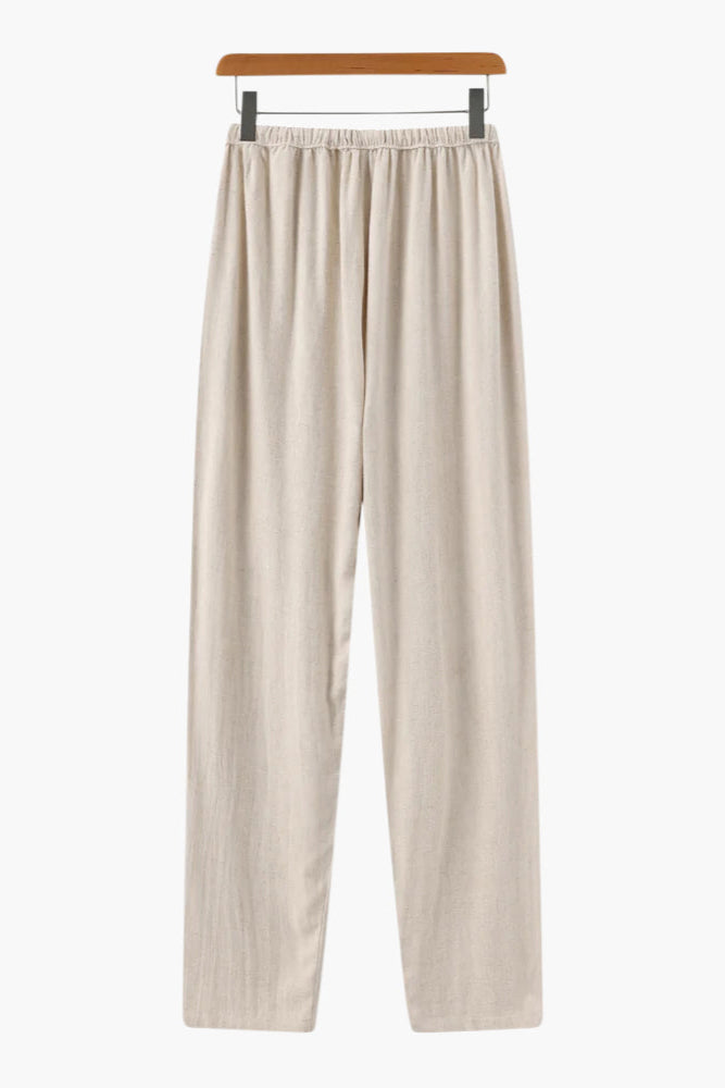 Men’s Slim Fit Linen Trousers – Lightweight Summer Drawstring Pants for Holiday & Everyday Wear