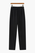 Men’s Slim Fit Linen Trousers – Lightweight Summer Drawstring Pants for Holiday & Everyday Wear Black