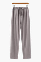 Men’s Slim Fit Linen Trousers – Lightweight Summer Drawstring Pants for Holiday & Everyday Wear Grey