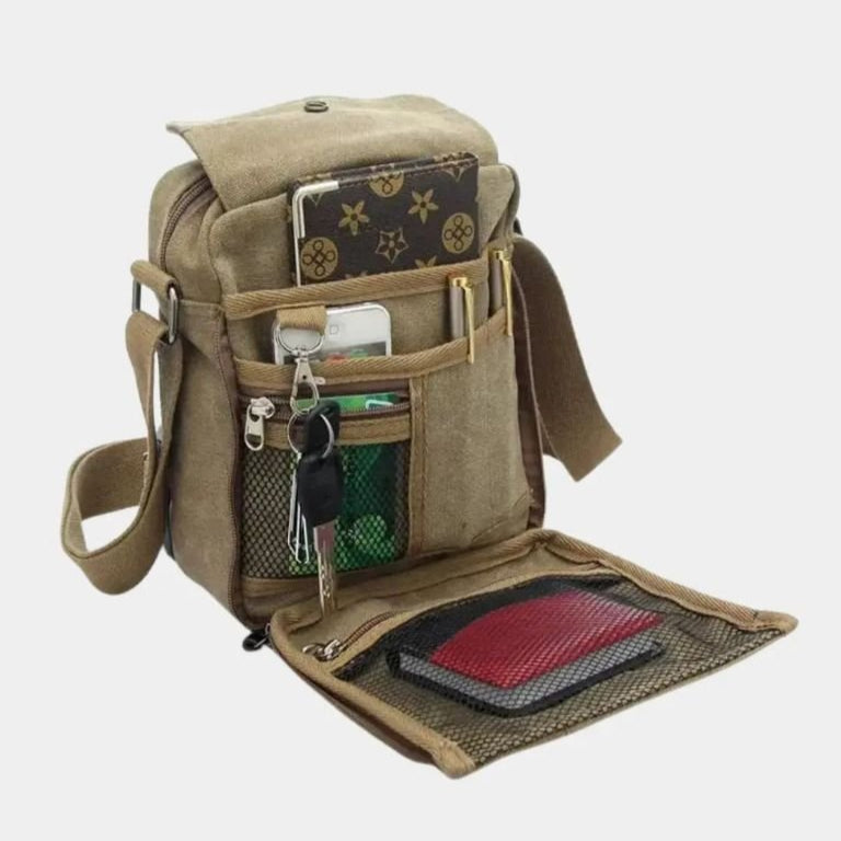 Men's Small Canvas Crossbody Shoulder Bag – Travel Messenger Vintage style for Everyday Use
