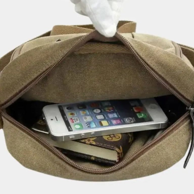 Men's Small Canvas Crossbody Shoulder Bag – Travel Messenger Vintage style for Everyday Use