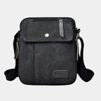 Men's Small Canvas Crossbody Shoulder Bag – Travel Messenger Vintage style for Everyday Use Black
