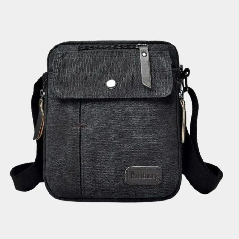 Men's Small Canvas Crossbody Shoulder Bag – Travel Messenger Vintage style for Everyday Use Black