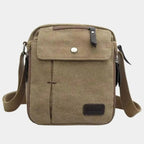 Men's Small Canvas Crossbody Shoulder Bag – Travel Messenger Vintage style for Everyday Use Khaki