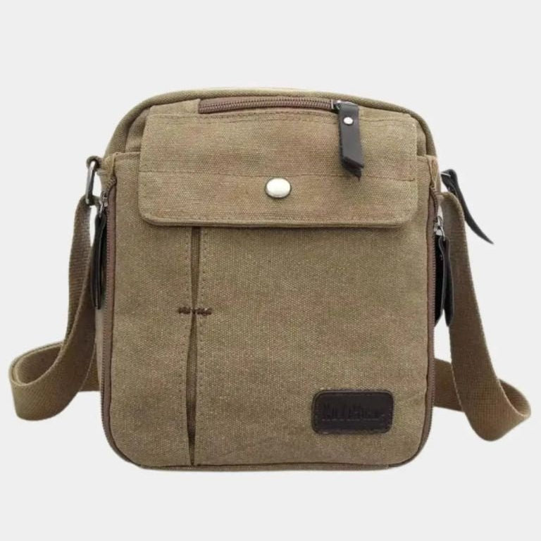 Men's Small Canvas Crossbody Shoulder Bag – Travel Messenger Vintage style for Everyday Use Khaki