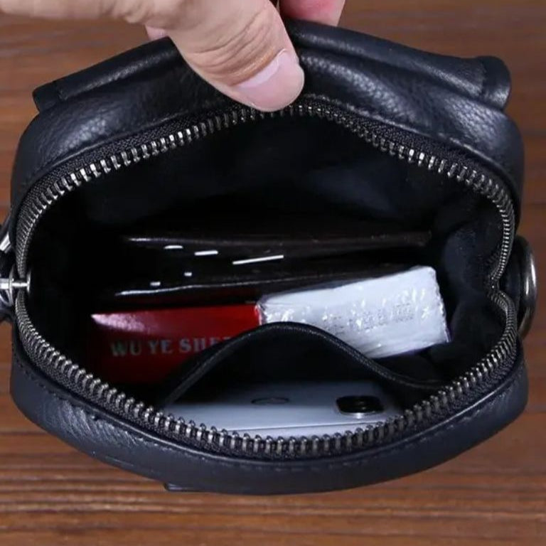 Men's Small Genuine Leather Crossbody Travel Shoulder Bag - Waterproof & Vintage