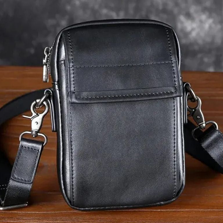 Men's Small Genuine Leather Crossbody Travel Shoulder Bag - Waterproof & Vintage