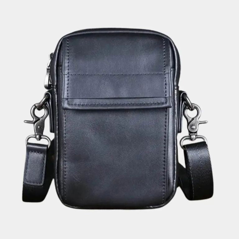 Men's Small Genuine Leather Crossbody Travel Shoulder Bag - Waterproof & Vintage