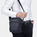 Men's Small Leather Crossbody Messenger Bag – Compact Shoulder Bag for Work & Travel