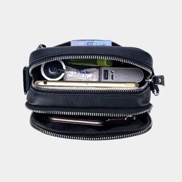 Men's Small Leather Crossbody Messenger Bag – Compact Shoulder Bag for Work & Travel