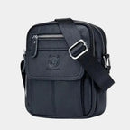 Men's Small Leather Crossbody Messenger Bag – Compact Shoulder Bag for Work & Travel Black