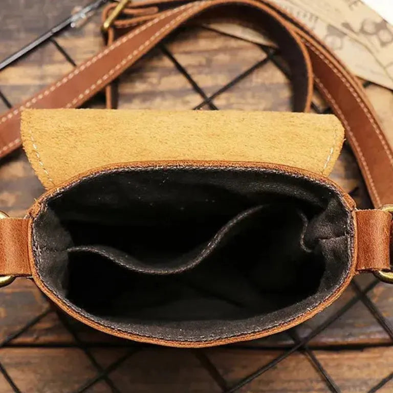 Men's Small Leather Crossbody Shoulder Bag – Minimalist Compact Bag for Everyday Use