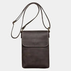 Men's Small Leather Crossbody Shoulder Bag – Minimalist Compact Bag for Everyday Use Coffee