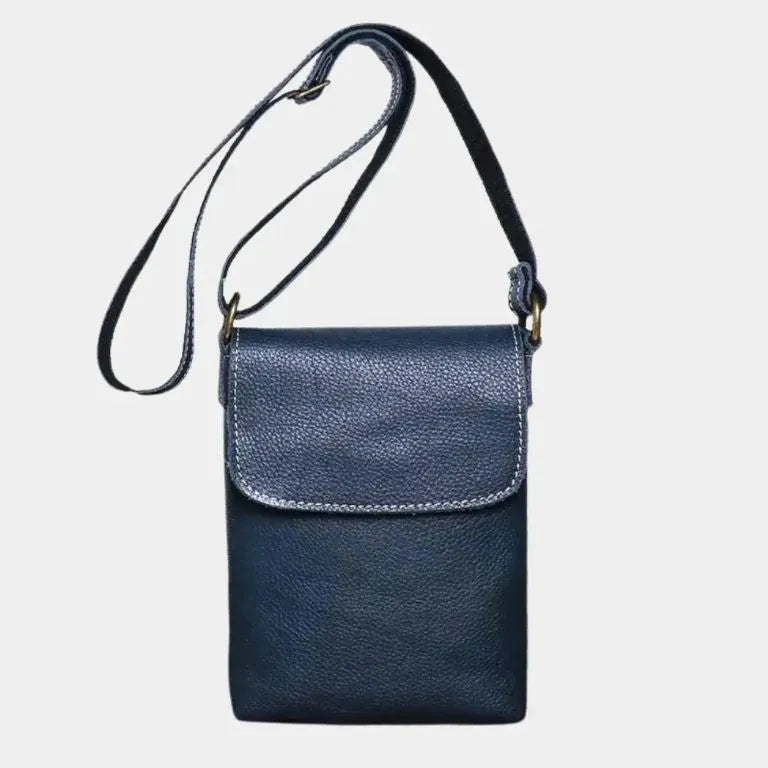 Men's Small Leather Crossbody Shoulder Bag – Minimalist Compact Bag for Everyday Use Blue