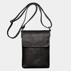 Men's Small Leather Crossbody Shoulder Bag – Minimalist Compact Bag for Everyday Use Black