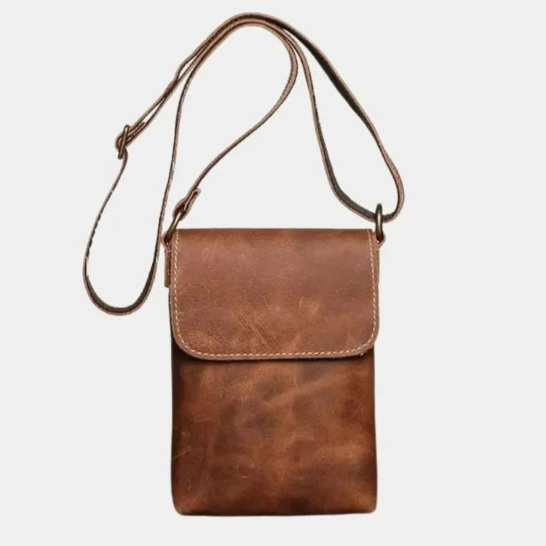 Men's Small Leather Crossbody Shoulder Bag – Minimalist Compact Bag for Everyday Use