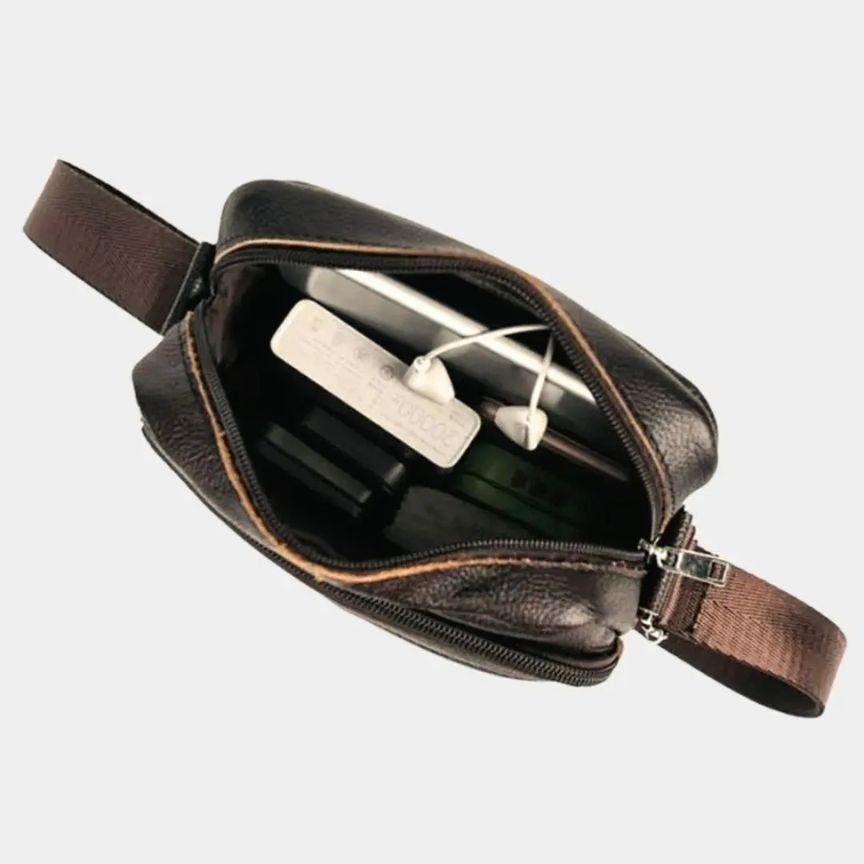 Men's Small Leather Crossbody Shoulder Bag – Travel Messenger Bag for Everyday Use