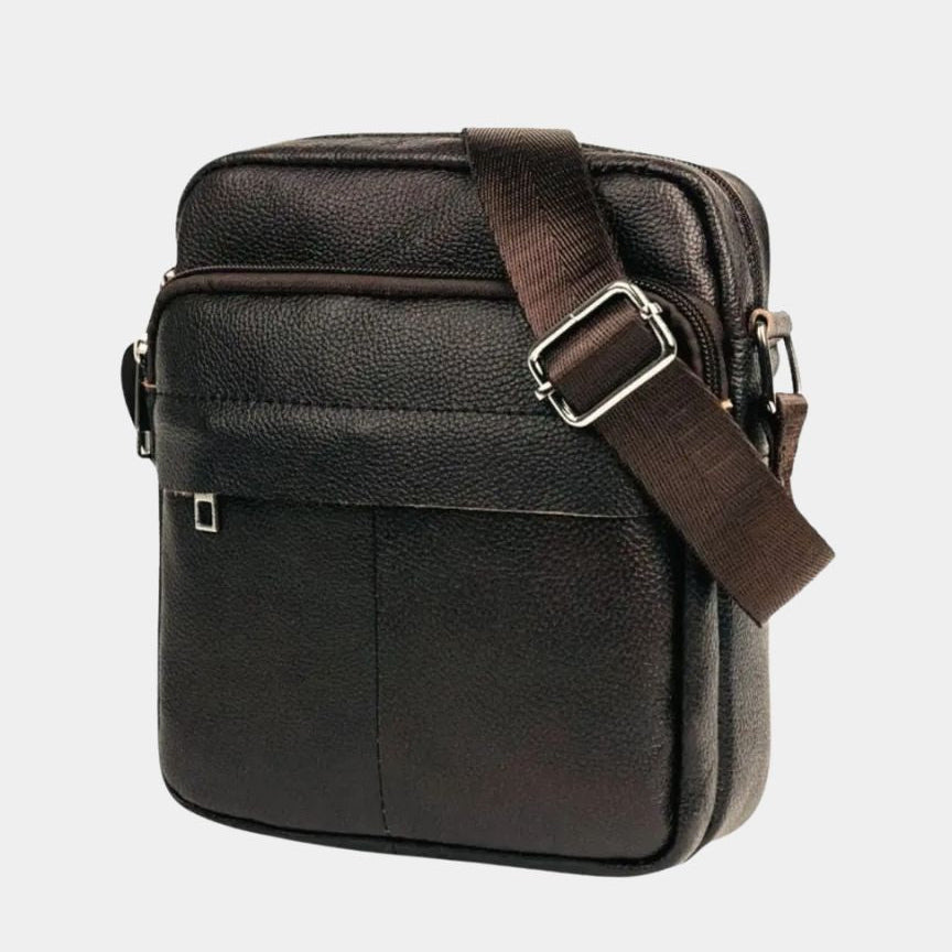 Men's Small Leather Crossbody Shoulder Bag – Travel Messenger Bag for Everyday Use Brown