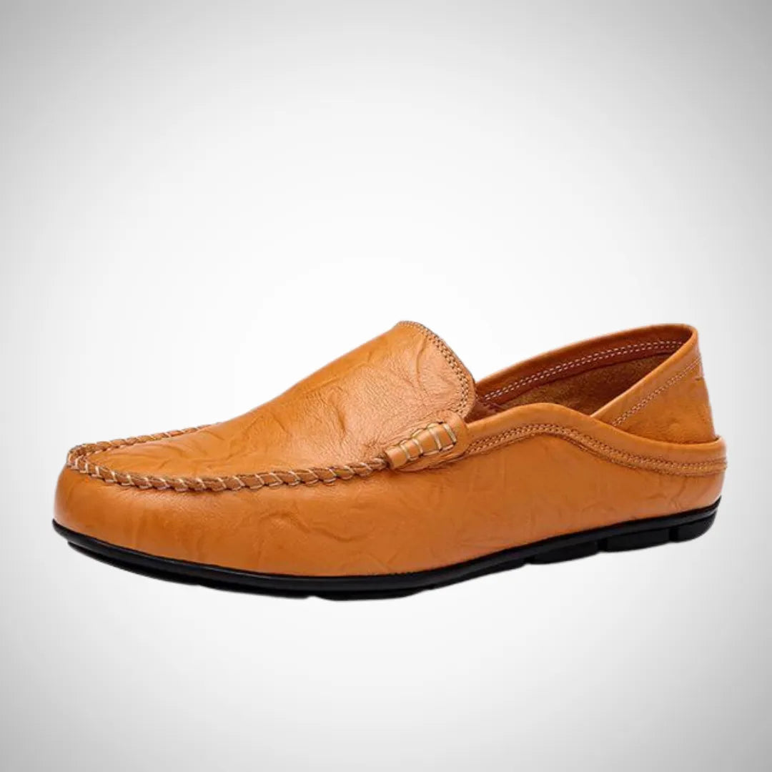 Men's Spring Leather Loafer Moccasin Flats - Stylish, Comfortable Footwear Yellow