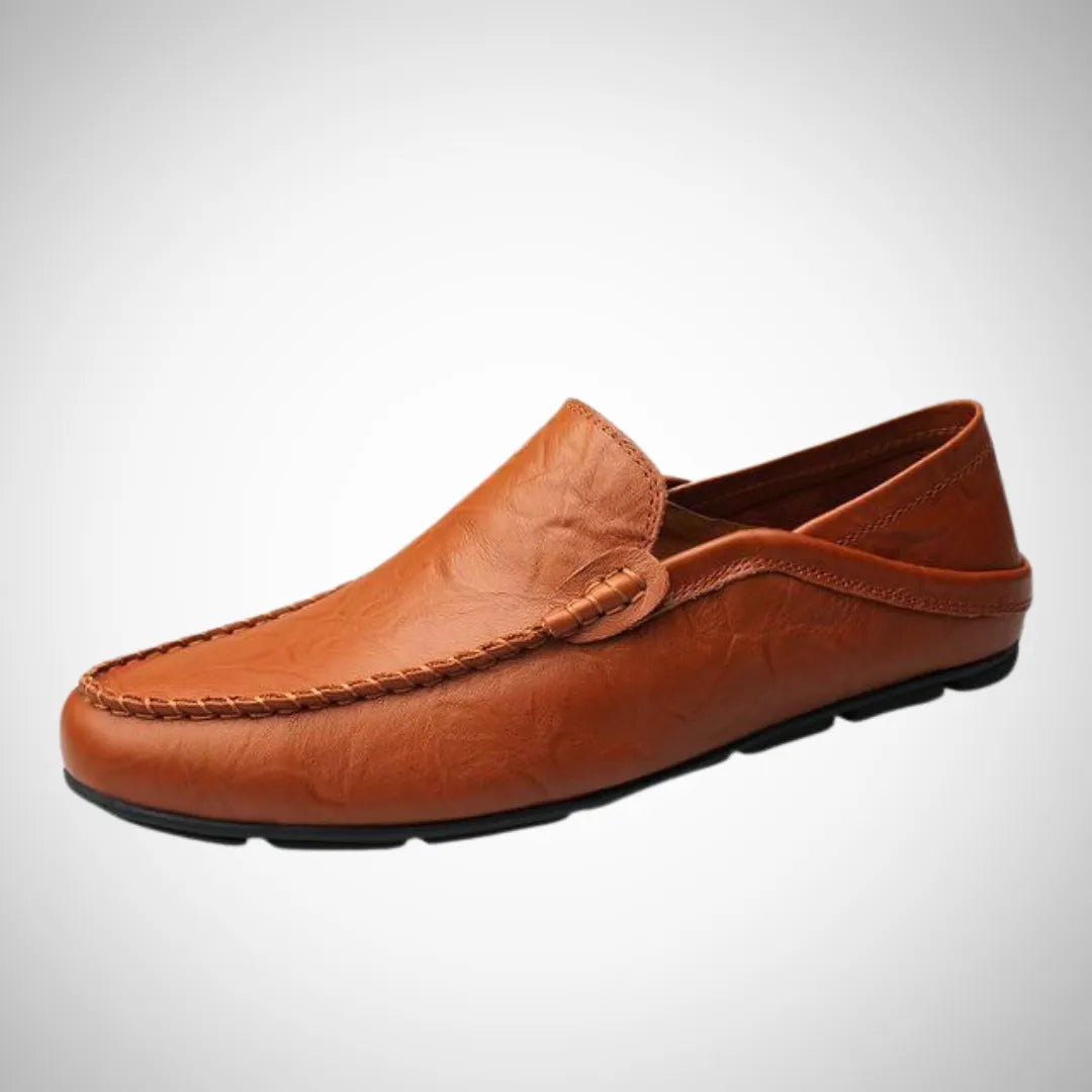Men's Spring Leather Loafer Moccasin Flats - Stylish, Comfortable Footwear Brown