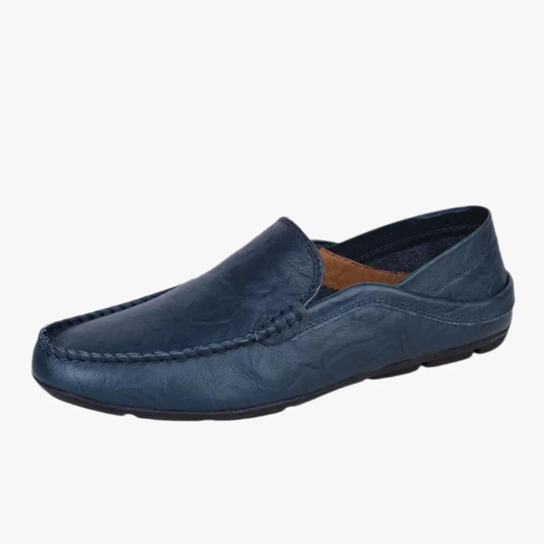 Men's Spring Leather Loafer Moccasin Flats - Stylish, Comfortable Footwear Blue