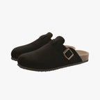 Men's Suede Buckle Clogs - Stylish Comfort Footwear for Casual Wear & Relaxation, Durable Design for Everyday Use Black