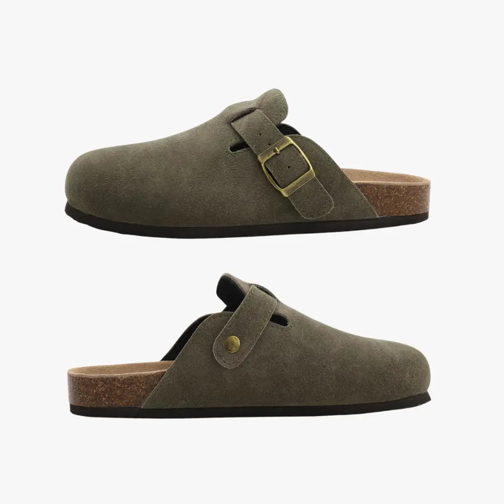 Men's Suede Buckle Clogs - Stylish Comfort Footwear for Casual Wear & Relaxation, Durable Design for Everyday Use