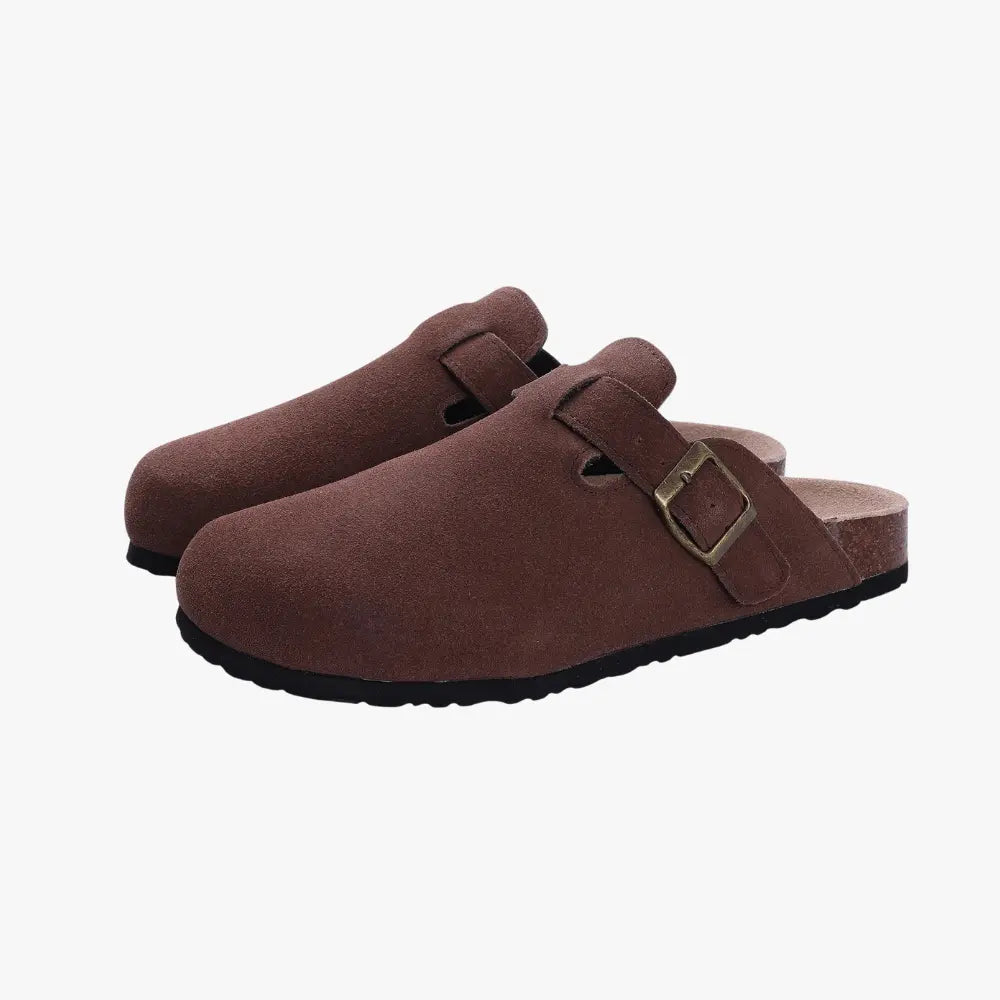 Men's Suede Buckle Clogs - Stylish Comfort Footwear for Casual Wear & Relaxation, Durable Design for Everyday Use Bordeaux