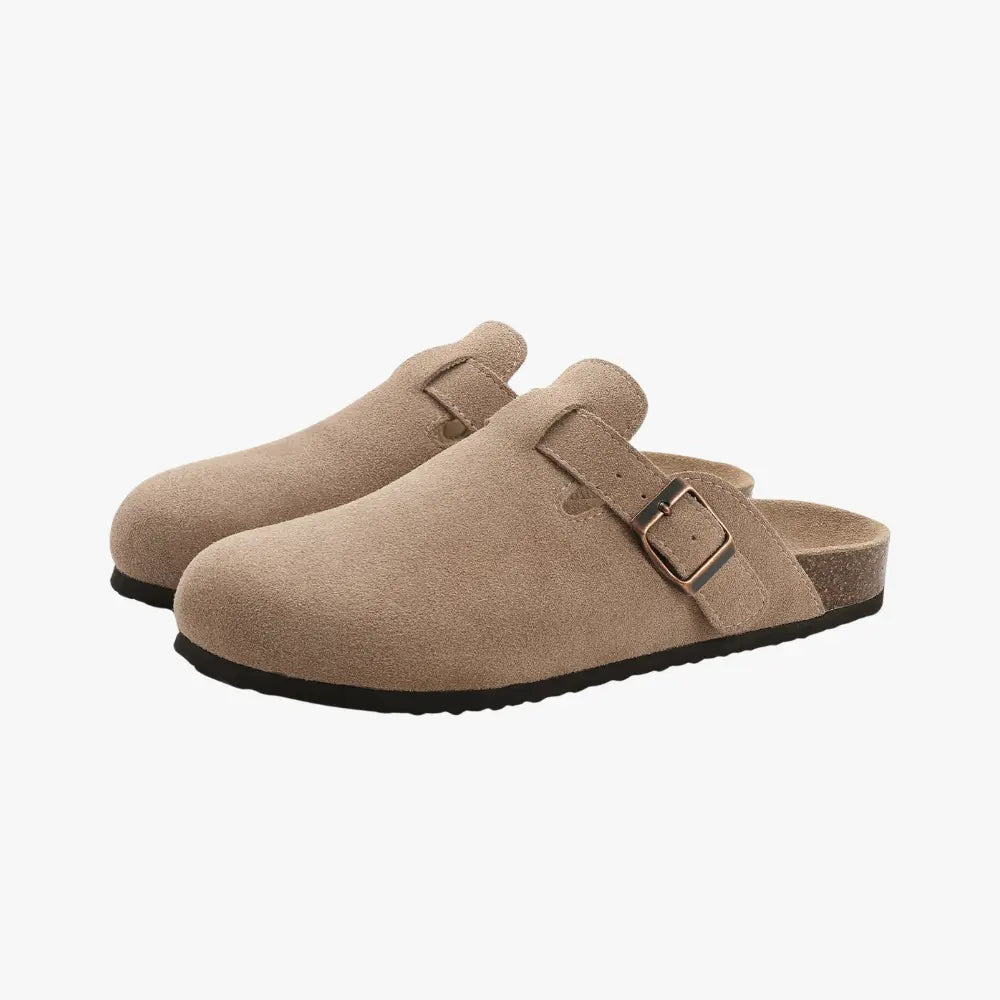 Men's Suede Buckle Clogs - Stylish Comfort Footwear for Casual Wear & Relaxation, Durable Design for Everyday Use Beige