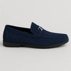 Men's Suede Loafers with V Metal Buckle | Slip-On Dress Shoes for Business, Casual, and Formal Wear