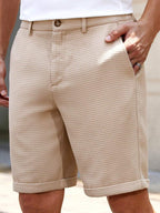 Men’s Textured Knit Shorts – Tailored Comfort for Smart Summer Style Khaki