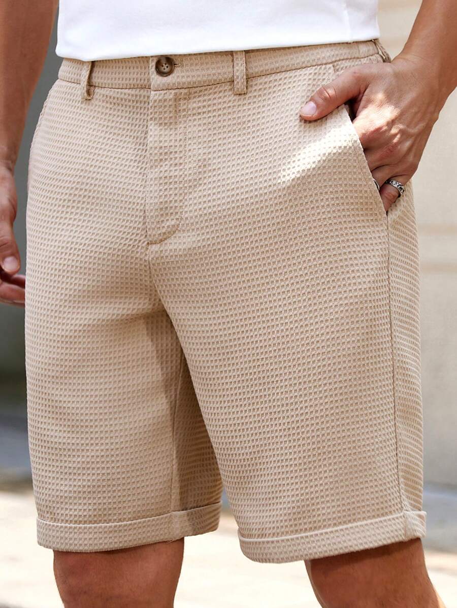 Men’s Textured Knit Shorts – Tailored Comfort for Smart Summer Style Khaki