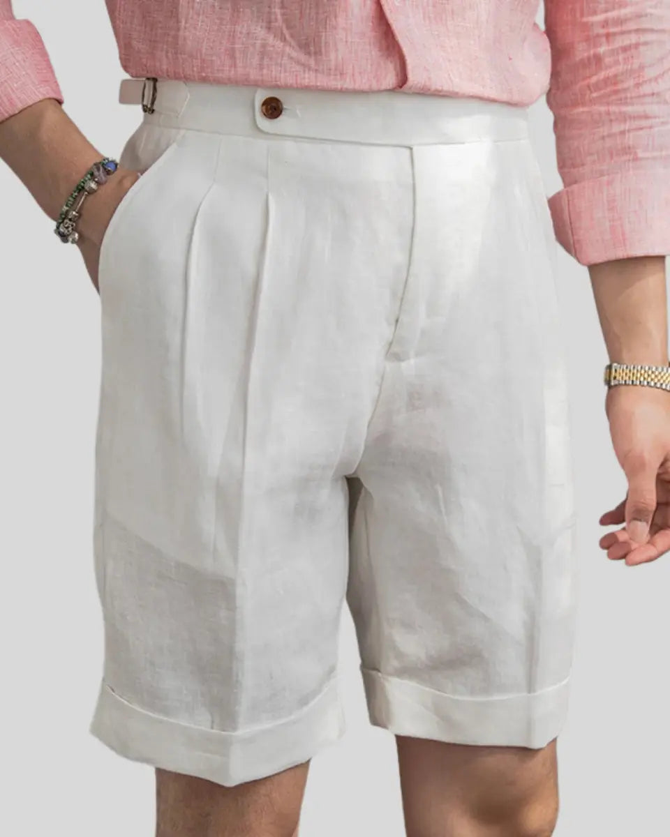 Men's White Pleated Dress Shorts | Tailored Smart-Casual Summer Essentials