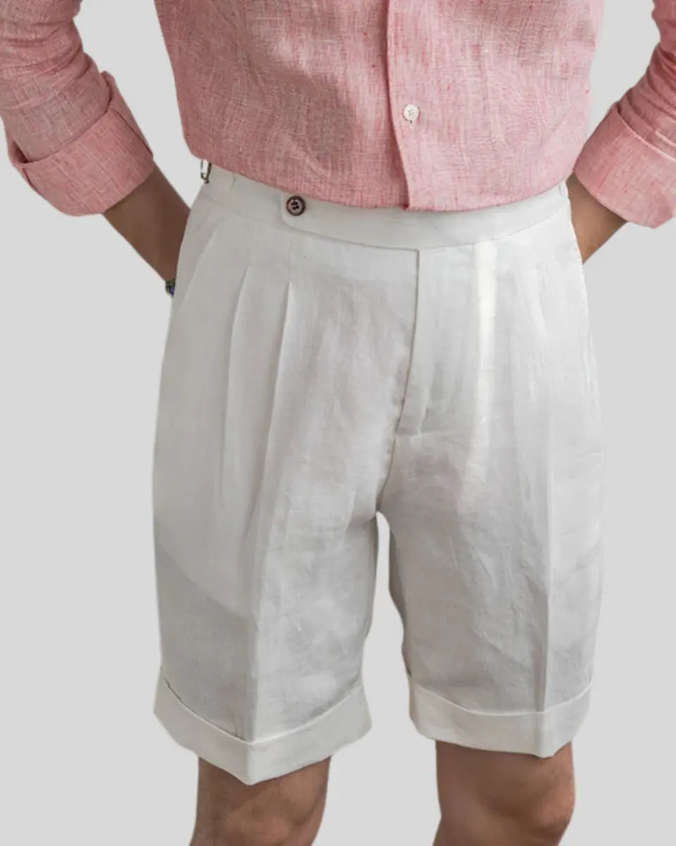 Men's White Pleated Dress Shorts | Tailored Smart-Casual Summer Essentials