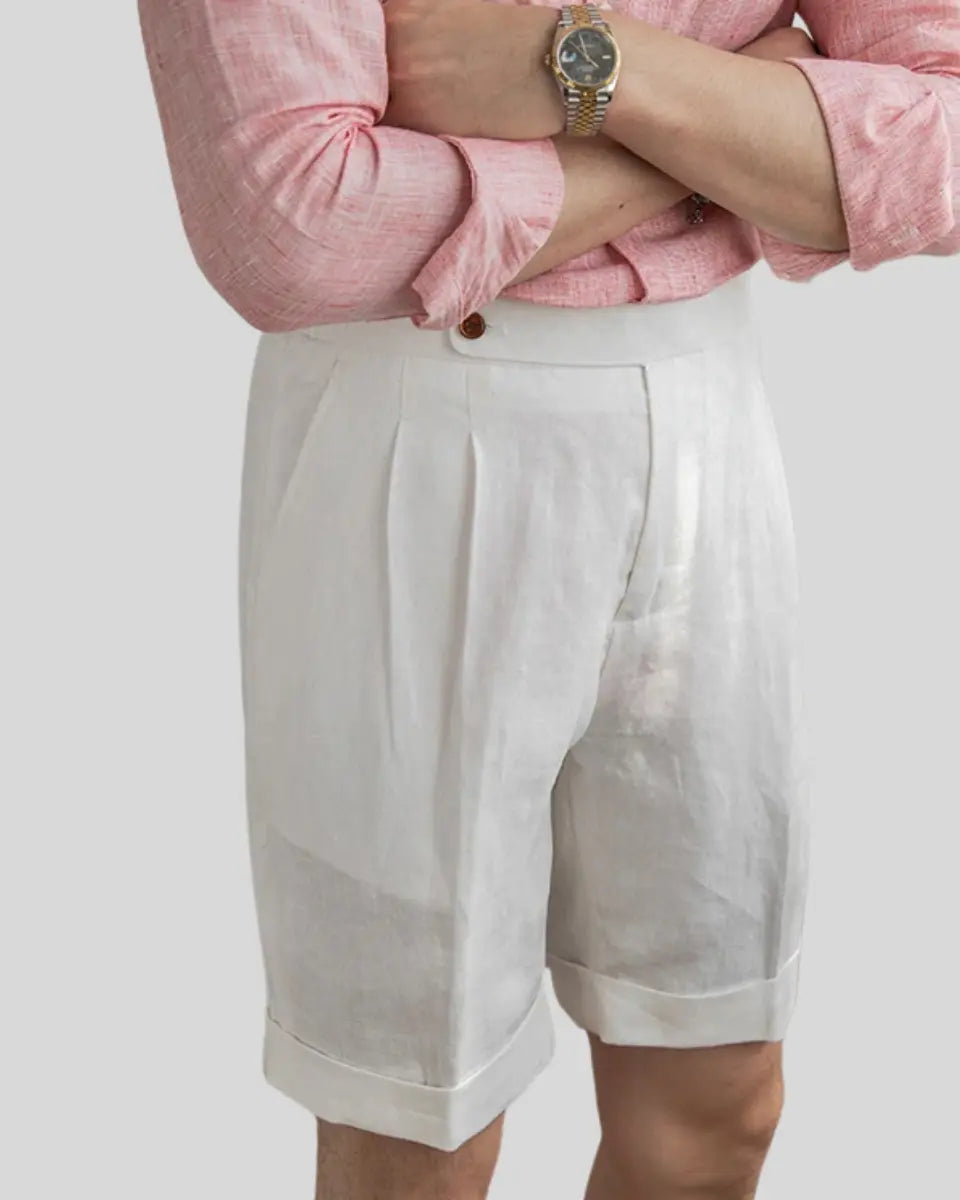 Men's White Pleated Dress Shorts | Tailored Smart-Casual Summer Essentials