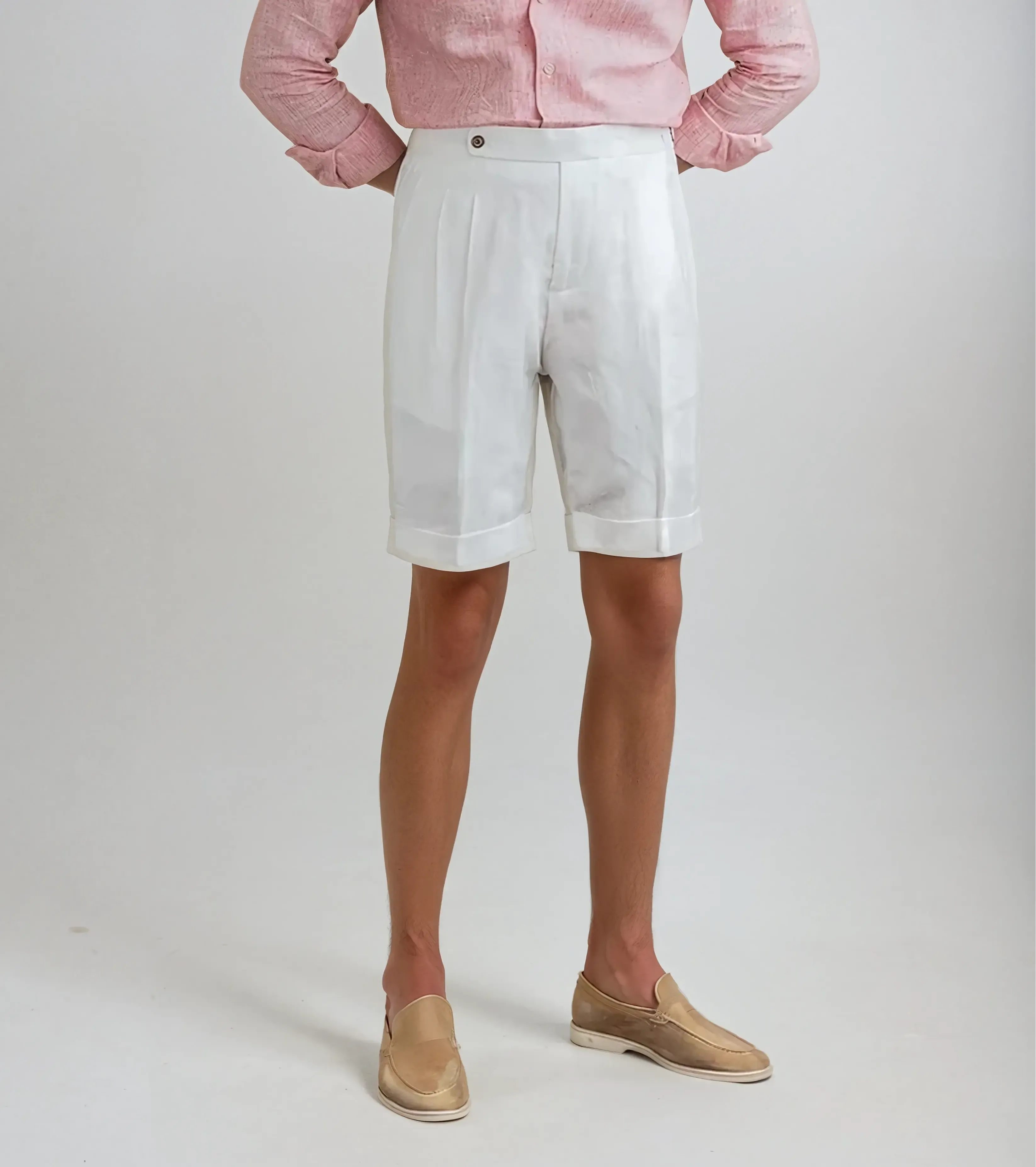 Men's White Pleated Dress Shorts | Tailored Smart-Casual Summer Essentials