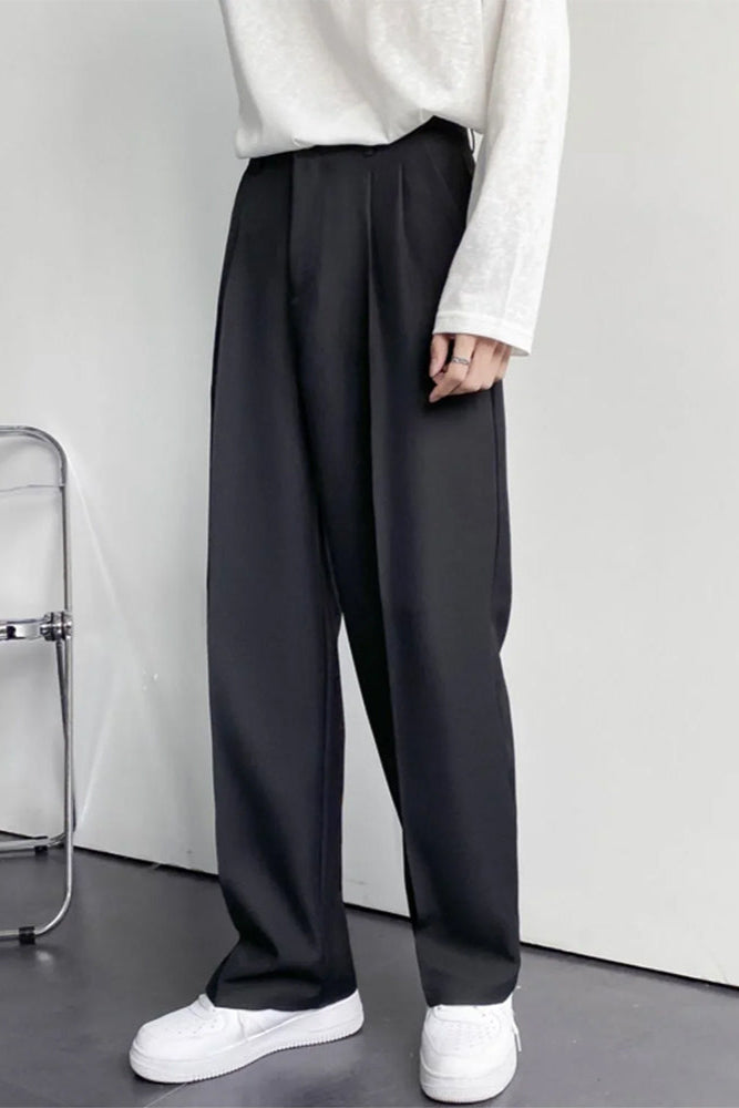 Men’s Wide Leg Tailored Trousers – Relaxed Fit Smart-Casual Style for Everyday Wear