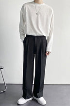 Men’s Wide Leg Tailored Trousers – Relaxed Fit Smart-Casual Style for Everyday Wear