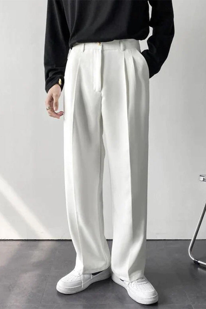Men’s Wide Leg Tailored Trousers – Relaxed Fit Smart-Casual Style for Everyday Wear