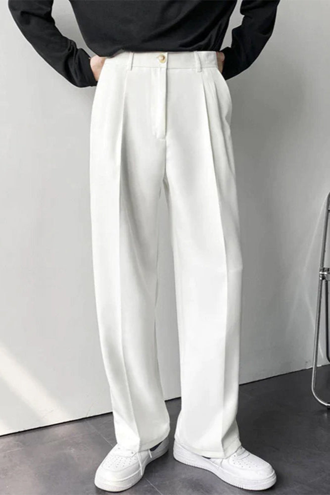 Men’s Wide Leg Tailored Trousers – Relaxed Fit Smart-Casual Style for Everyday Wear