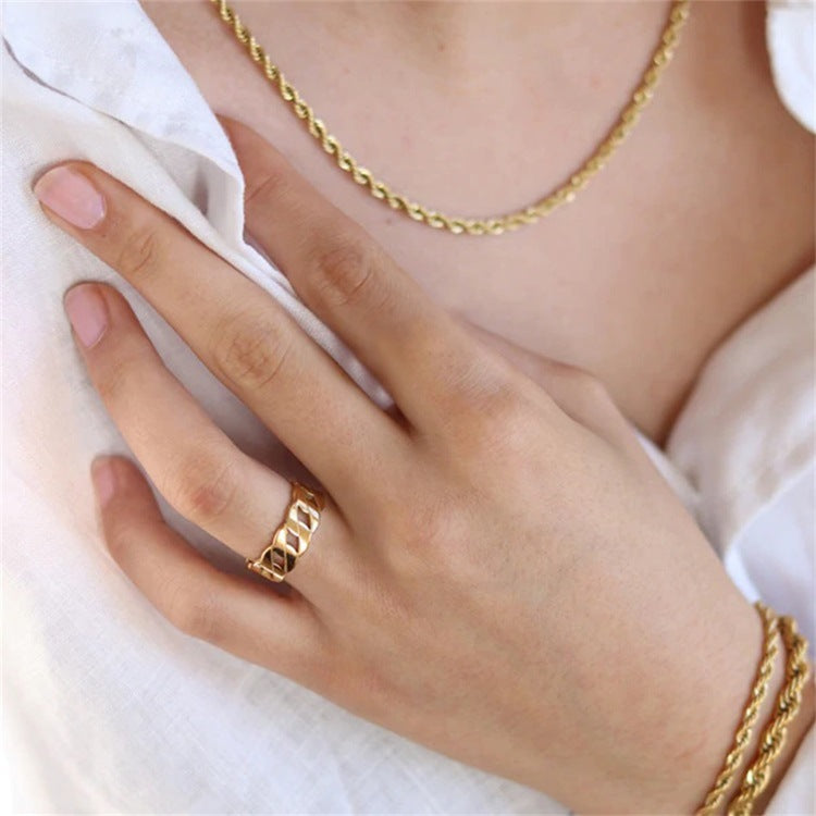 Minimalist 14k Gold Ring - Hypoallergenic, Stackable, Water-Resistant, Gift-Ready